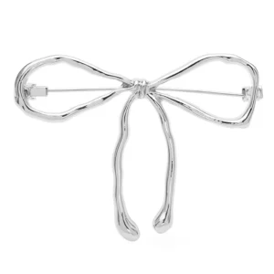 Wuli&baby Classic Bowknot Brooches Pins  Women Unisex 2-color Stainless Steel Beautiful Knot Party Office Brooch - Image 2