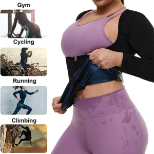 Vigorix Sauna Suit  Women Sweat Body Shaper Hot Waist Trainer Long Sleeve Zipper Shirt Workout Top - Image 5