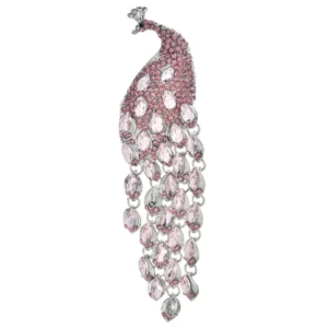 purple: Wuli&baby Big Lusury Peacock Brooches  Women Lady Beauty Rhinestone Tassel Tail Bird Party Office Brooch Pin - Image 5