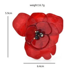Wuli&baby Beautiful Acrylic Flowers  Women Unisex Red Double-layer Flower Plants Party Office Brooch Pins - Image 2