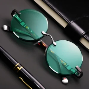 Fashion Classic Rimless Sunglasses Women Men Crystal Dark Green Lens Sun Glasses Retro Round Glasses Outdoor Driving Eyeglasses - Image 2