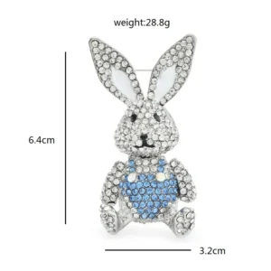 Wuli&baby Lovely Rabbit Brooches  Women 2-color Rhinestone Sparkling Rhinestone Bunny Pets Party Casual Brooches Pins - Image 4