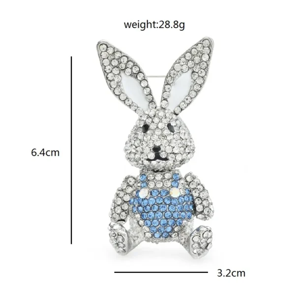 Wuli&baby Lovely Rabbit Brooches  Women 2-color Rhinestone Sparkling Rhinestone Bunny Pets Party Casual Brooches Pins - Image 4