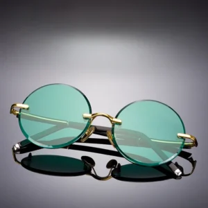 Fashion Classic Rimless Sunglasses Women Men Crystal Dark Green Lens Sun Glasses Retro Round Glasses Outdoor Driving Eyeglasses - Image 3