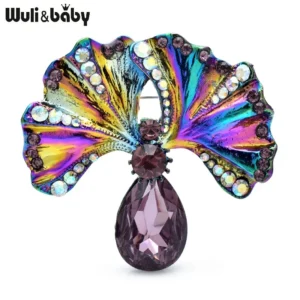Wuli&baby Many Design Flowers Beautiful Brooches  Women Metal Rhinestone Plants Party Office Brooch Pins - Image 5