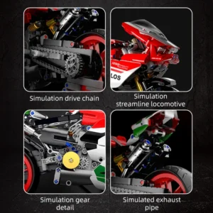 MOC City Technical Super Motorcycle Racing Motorbike Model Building Block  Locomotive Brick - Image 5