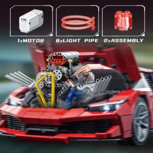 MOC V8 Engine Model Technical Electrically Drive Car Building Blocks Set Creative Educational  christmas - Image 5