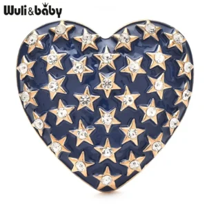Wuli&baby Big Stars Heart Brooches Pins  Women Unisex 2-color Enamel Love Party Casual Brooch Pins - Image 2