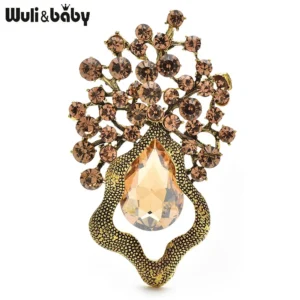 Wuli&baby Crystal Geometric Flowers Brooches  Women Lady 5-color Shining Party Office Brooch Pins - Image 6