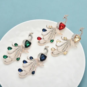 Wuli&baby Elegant Crystal Peacock Brooches  Women Lady 4-color Beautiful Big Bird Animal Party Casual Brooch Pins - Image 6