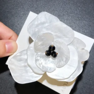 Wuli&baby Beautiful Acrylic Flowers  Women Unisex Red Double-layer Flower Plants Party Office Brooch Pins - Image 5