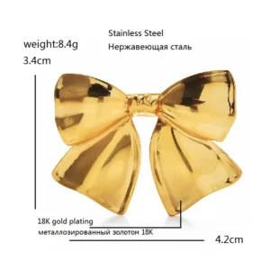 Wuli&baby Stainless Steel Bowknot Brooches  Women 2-color Lovely Metal Easy-match Knot Casual Office Brooch Pins - Image 3
