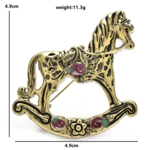 Wuli&baby Vintage Rocking Horse Brooches  Women Unisex Lovely -design Horse Party Casual Brooch Pins - Image 2