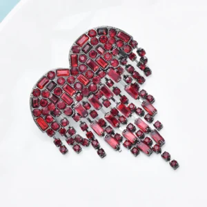 Wuli&baby Red Tassel Heart Brooch Small Lover Jewelry   Brooch Pin - Image 3