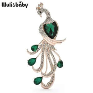Wuli&baby Elegant Crystal Peacock Brooches  Women Lady 4-color Beautiful Big Bird Animal Party Casual Brooch Pins - Image 4