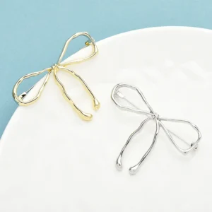 Wuli&baby Classic Bowknot Brooches Pins  Women Unisex 2-color Stainless Steel Beautiful Knot Party Office Brooch - Image 4