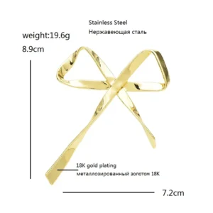 Wuli&baby Big Stainless Steel Bowknot Brooches  Women Unisex Beautiful All-match Party Office Brooch Pins - Image 3