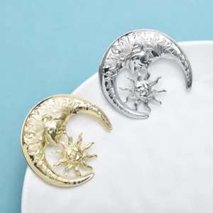Wuli&baby Stainless Steel Sun And Moon Brooches  Women Unisex 2-color Moon-God Luna Figure Minilmaist Chic Brooch Pins - Image 3