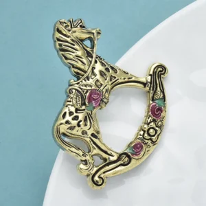 Wuli&baby Vintage Rocking Horse Brooches  Women Unisex Lovely -design Horse Party Casual Brooch Pins - Image 3