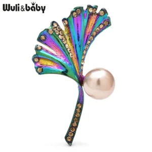Wuli&baby Many Design Flowers Beautiful Brooches  Women Metal Rhinestone Plants Party Office Brooch Pins - Image 3