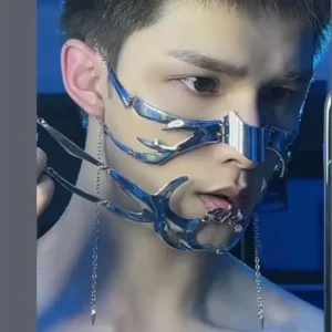 Exaggerate Cyberpunk Luxury Women Mask Fashion Metal Chain Nose Face Ornament Trendy Jewelry Masquerade - Image 3