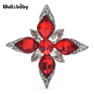 Wuli&baby Rhinestone Star Brooches  Women Lady 4-color Shining Geometric Flower Party Office Brooch Pins - Image 4