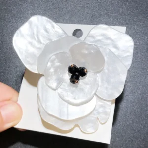 Wuli&baby Beautiful Acrylic Flowers  Women Unisex Red Double-layer Flower Plants Party Office Brooch Pins - Image 4