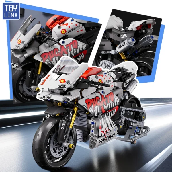 883PCS Technical Classic 1:10 Motorbike Building Model Blocks Moto Road Racer Bricks Christmas - Image 5