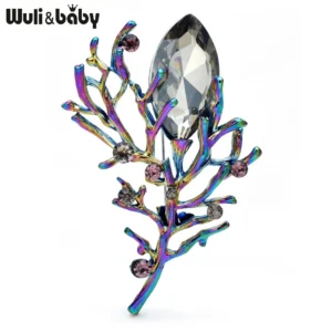 Wuli&baby Many Design Flowers Beautiful Brooches  Women Metal Rhinestone Plants Party Office Brooch Pins - Image 6