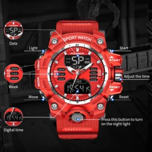 FOXBOX Waterproof Watches  Men Luxury Sport Chronograph Alarm Wristwatch Military Quartz Clock Digital Male Watch Student - Image 3