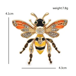 yellow: Wuli&baby Cute Bee Brooches  Women Unisex 2-color Rhinestone Enamel Insects Party Casual Brooch Pins - Image 3