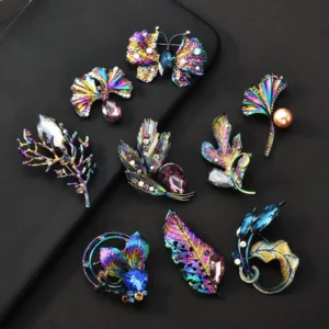Wuli&baby Many Design Flowers Beautiful Brooches  Women Metal Rhinestone Plants Party Office Brooch Pins - Image 2