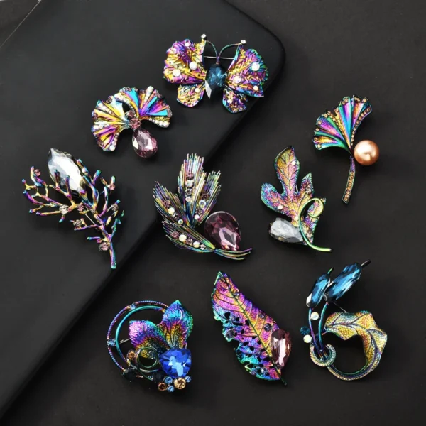 Wuli&baby Many Design Flowers Beautiful Brooches  Women Metal Rhinestone Plants Party Office Brooch Pins - Image 2