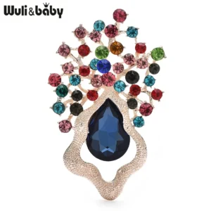 Wuli&baby Crystal Geometric Flowers Brooches  Women Lady 5-color Shining Party Office Brooch Pins - Image 4
