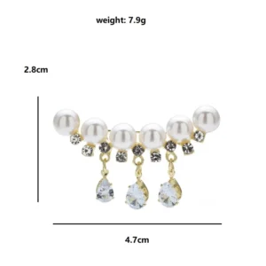 Wuli&baby Pearl Tassel Brooches Pins  Women Lady Rhinestone Elegant Party Office Brooch Pin - Image 2
