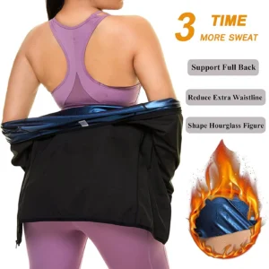 Vigorix Sauna Suit  Women Sweat Body Shaper Hot Waist Trainer Long Sleeve Zipper Shirt Workout Top - Image 4