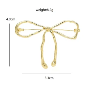 Wuli&baby Classic Bowknot Brooches Pins  Women Unisex 2-color Stainless Steel Beautiful Knot Party Office Brooch - Image 3