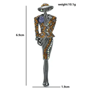 Wuli&baby Pretty Lady Brooches 2-color Wear Suit-dress Hat Modern  Figure Women Brooch Pins - Image 3