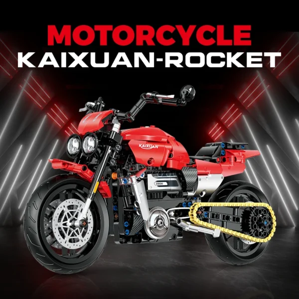 Technical Motorcycle MOC Building Kit - Creative Model Bricks with Moving Parts &    Idea - Image 5