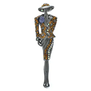 Wuli&baby Pretty Lady Brooches 2-color Wear Suit-dress Hat Modern  Figure Women Brooch Pins - Image 5