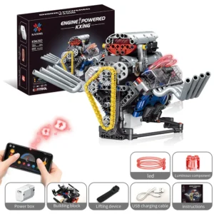 MOC V8 Engine Model Technical Electrically Drive Car Building Blocks Set Creative Educational  christmas - Image 2