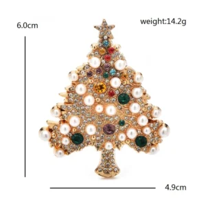 Wuli&baby Luxury Pearl Christmas Tree Brooches  Women Designer Multicolor New Year Trees Plants Party Brooch Pins - Image 3
