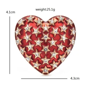 Wuli&baby Big Stars Heart Brooches Pins  Women Unisex 2-color Enamel Love Party Casual Brooch Pins - Image 3
