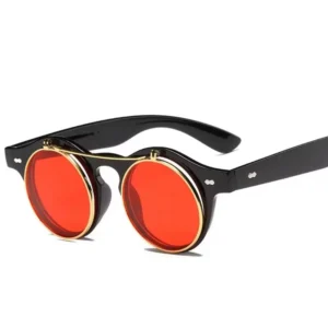 Unisex Retro Round Frame Flip Cover Sunglasses Double Layer Eyewear Outdoor Sunglasses Sun-Protective Punk Black Shades Glasses - Image 4