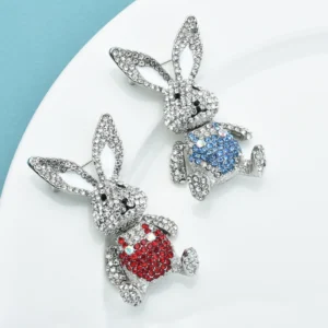 Wuli&baby Lovely Rabbit Brooches  Women 2-color Rhinestone Sparkling Rhinestone Bunny Pets Party Casual Brooches Pins - Image 5