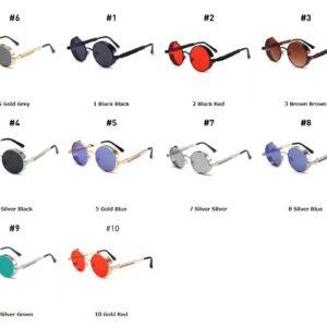 VIVIBEE Vintage Steampunk Red Sunglasses Men Round Punk Alloy Metal Retro Sun Glasses Women 2025 Goggles Gothic Style Shades - Image 6