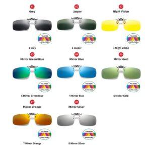 VIVIBEE Mirror Blue Flip Up Clip on Sunglasses Fishing Men Square Polarized Lens Metal Night Vision Driving UV400 Women Glasses - Image 7