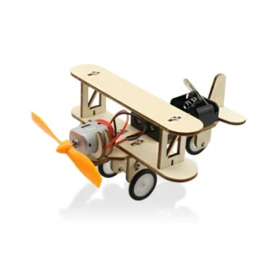 electric taxiing aircraft model  wooden plane dual motor biplane   small inventions scientific experiments    assembled - Image 4