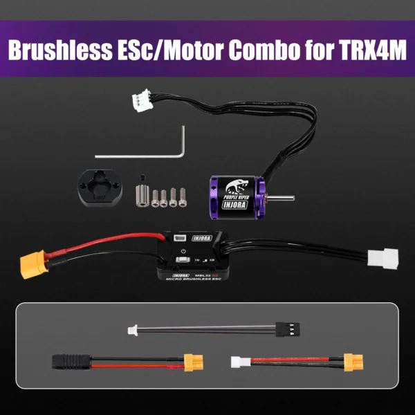 INJORA MBL32 G2 Waterproof Brushless ESC & 1721 Purple Viper Outrunner Motor for 1/18 TRX4M Ascent-18 - Image 6