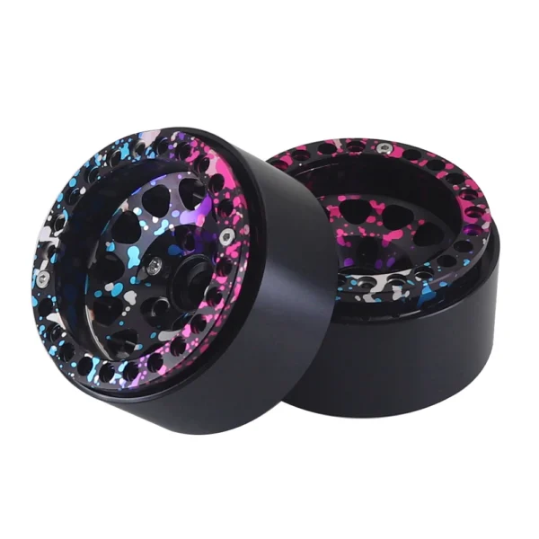 black: 1.9 Inch Color Metal Beadlock 12 Round Hole Wheel Hub Rim For 1/10 Rc Crawler Axial Scx10 Traxxas Yikong Trx4 Rgt Redcat D90 - Image 4